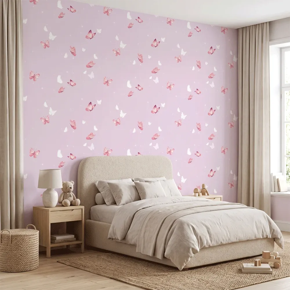 Lavender Butterfly Kids Wallpaper | Premium Korean Vinyl Nursery Wallpaper