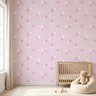 Lavender Butterfly Kids Wallpaper | Premium Korean Vinyl Nursery Wallpaper