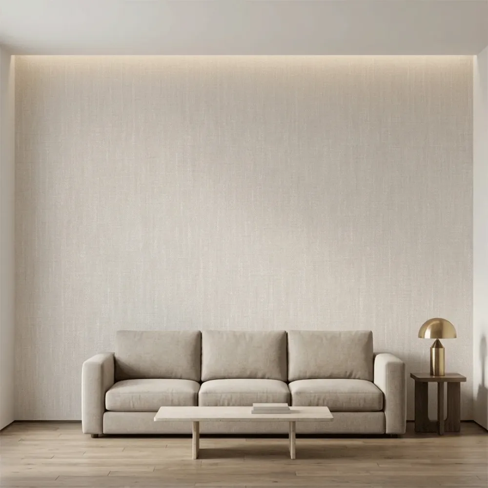 Plain Beige Linen Texture Wallpaper