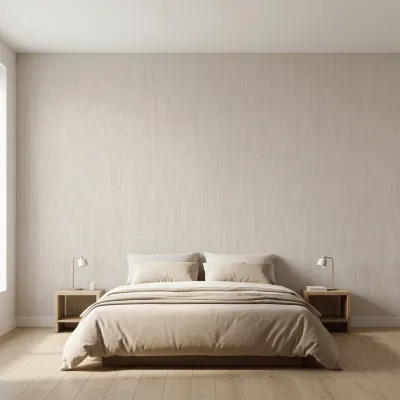 Plain Beige Linen Texture Wallpaper