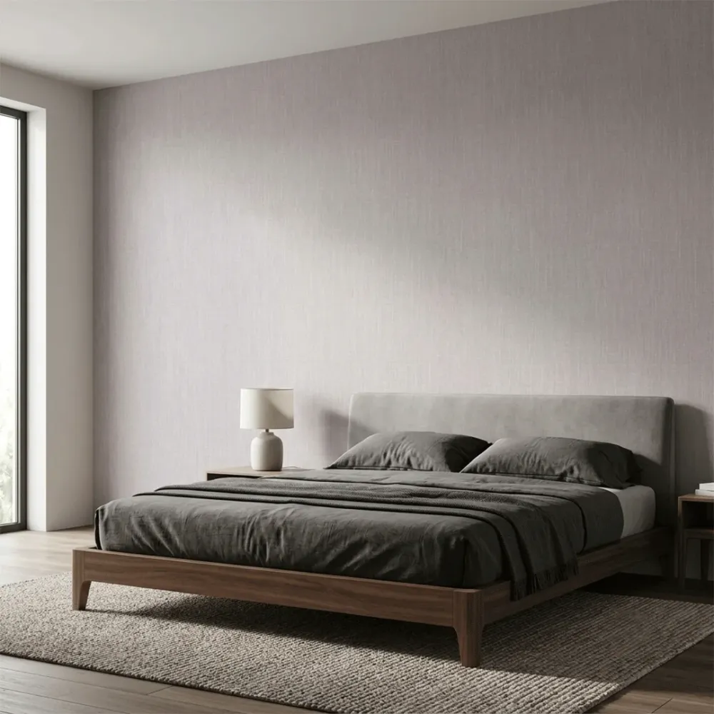 Medium Grey Linen Texture Wallpaper