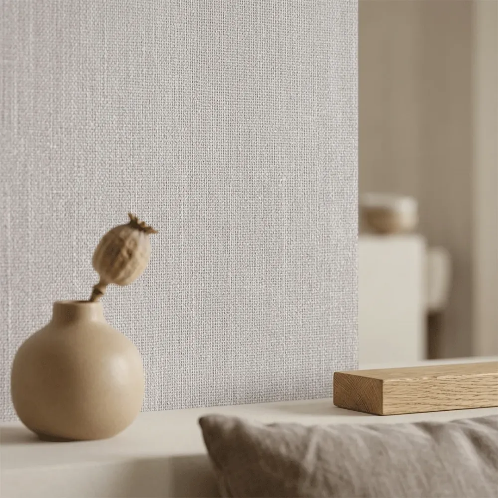 Medium Grey Linen Texture Wallpaper