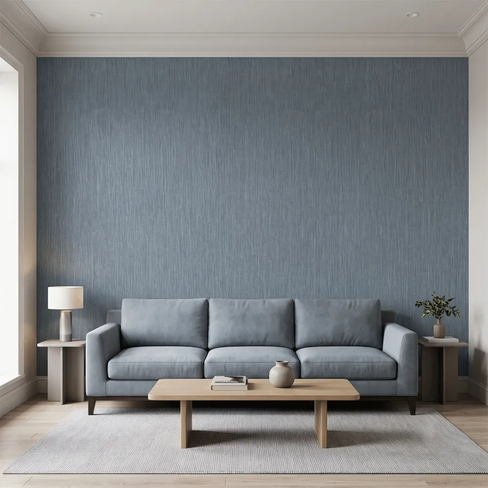 Slate Blue Linen Texture Wallpaper