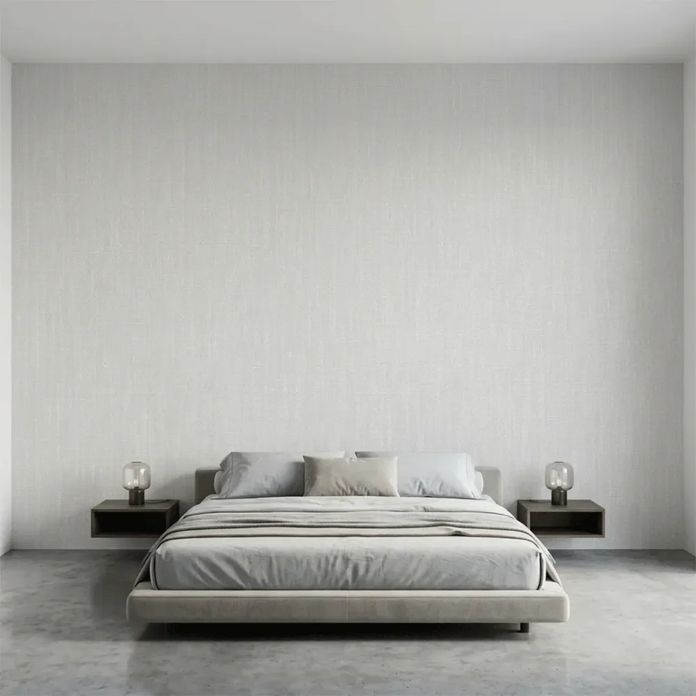 Plain White Linen Texture Wallpaper
