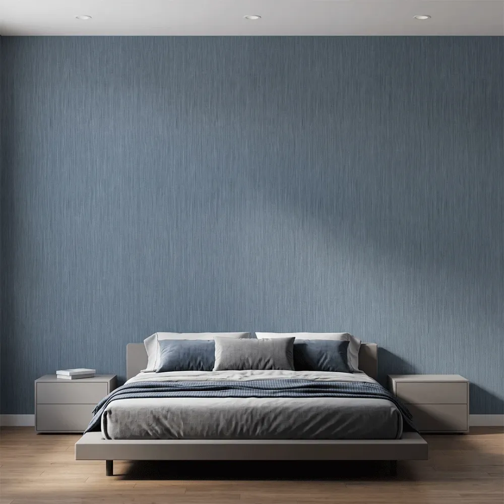 Slate Blue Linen Texture Wallpaper