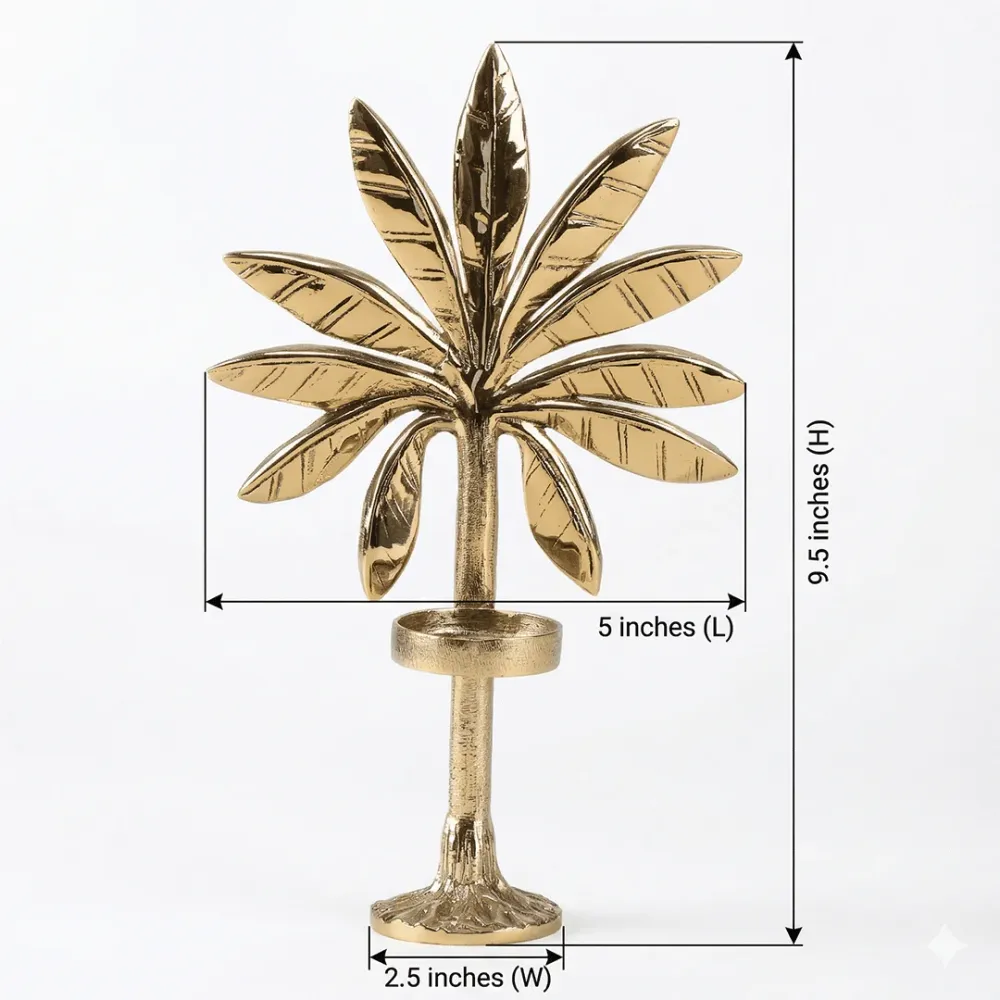 Premium Brass Palm Tree Candle Stand 