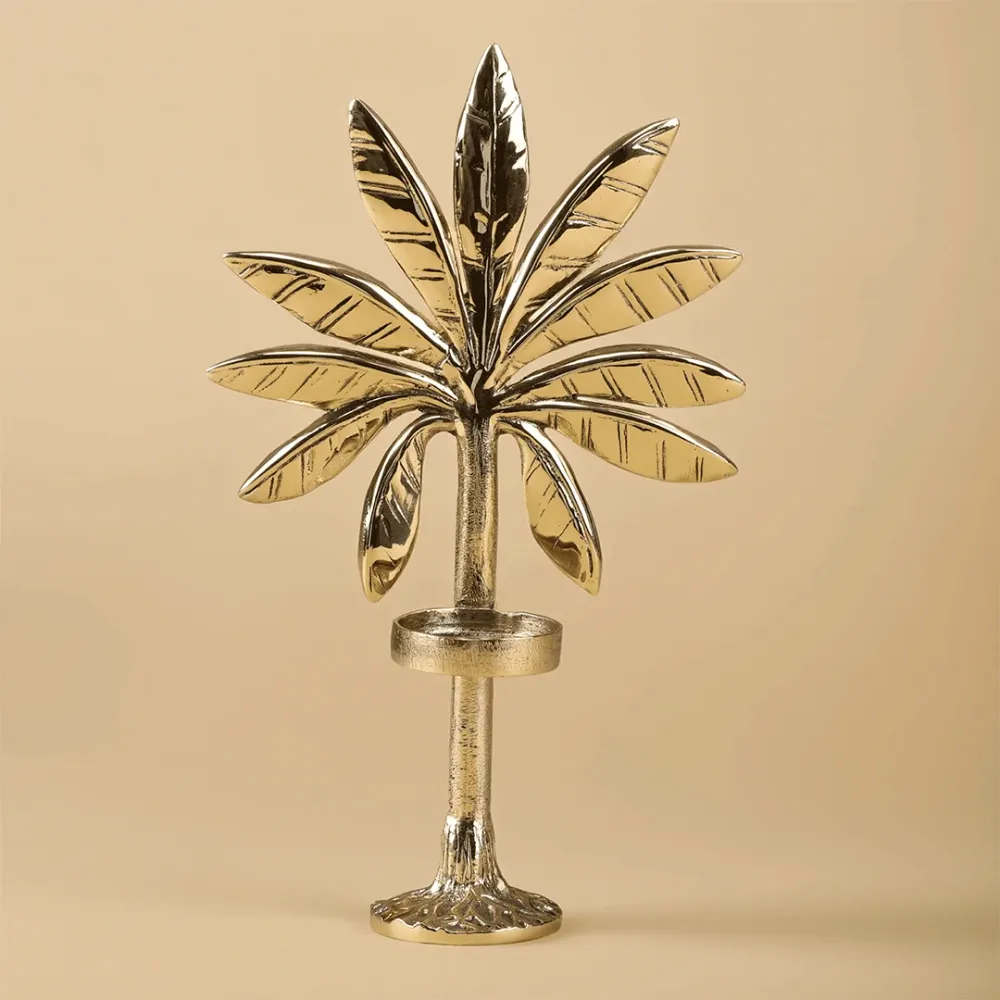 Premium Brass Palm Tree Candle Stand 