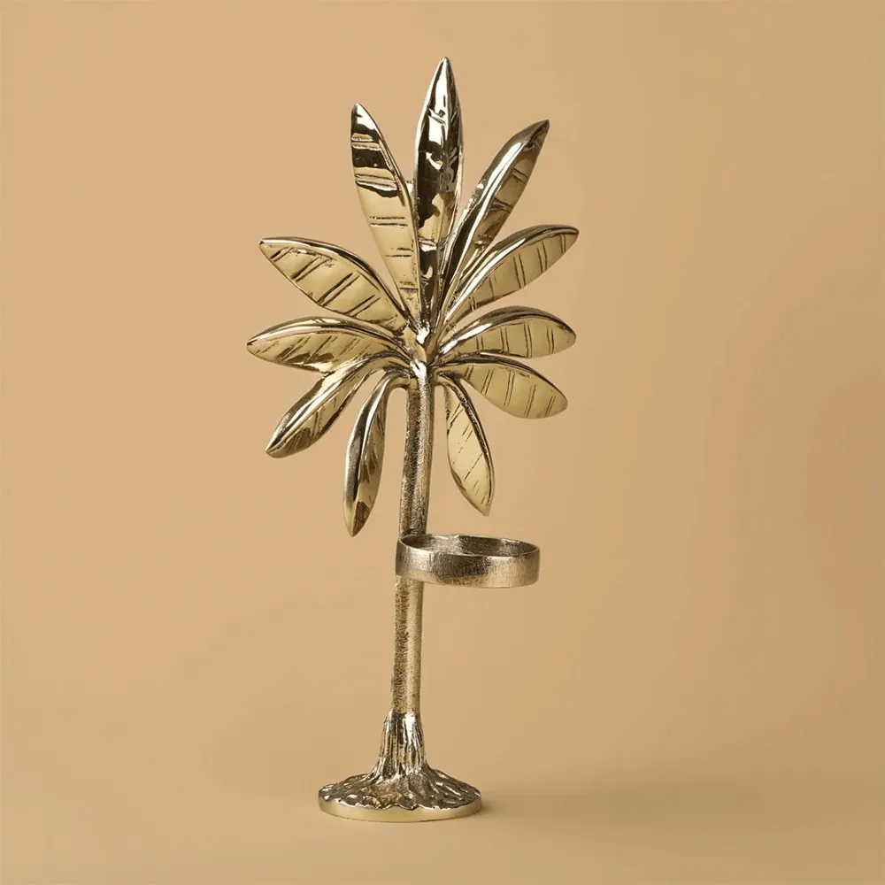 Premium Brass Palm Tree Candle Stand 