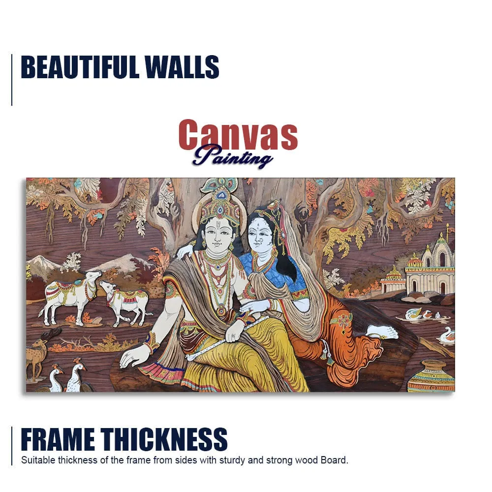 Timeless Companionship of Radha Krishna Canvas Wall Painting With Frame