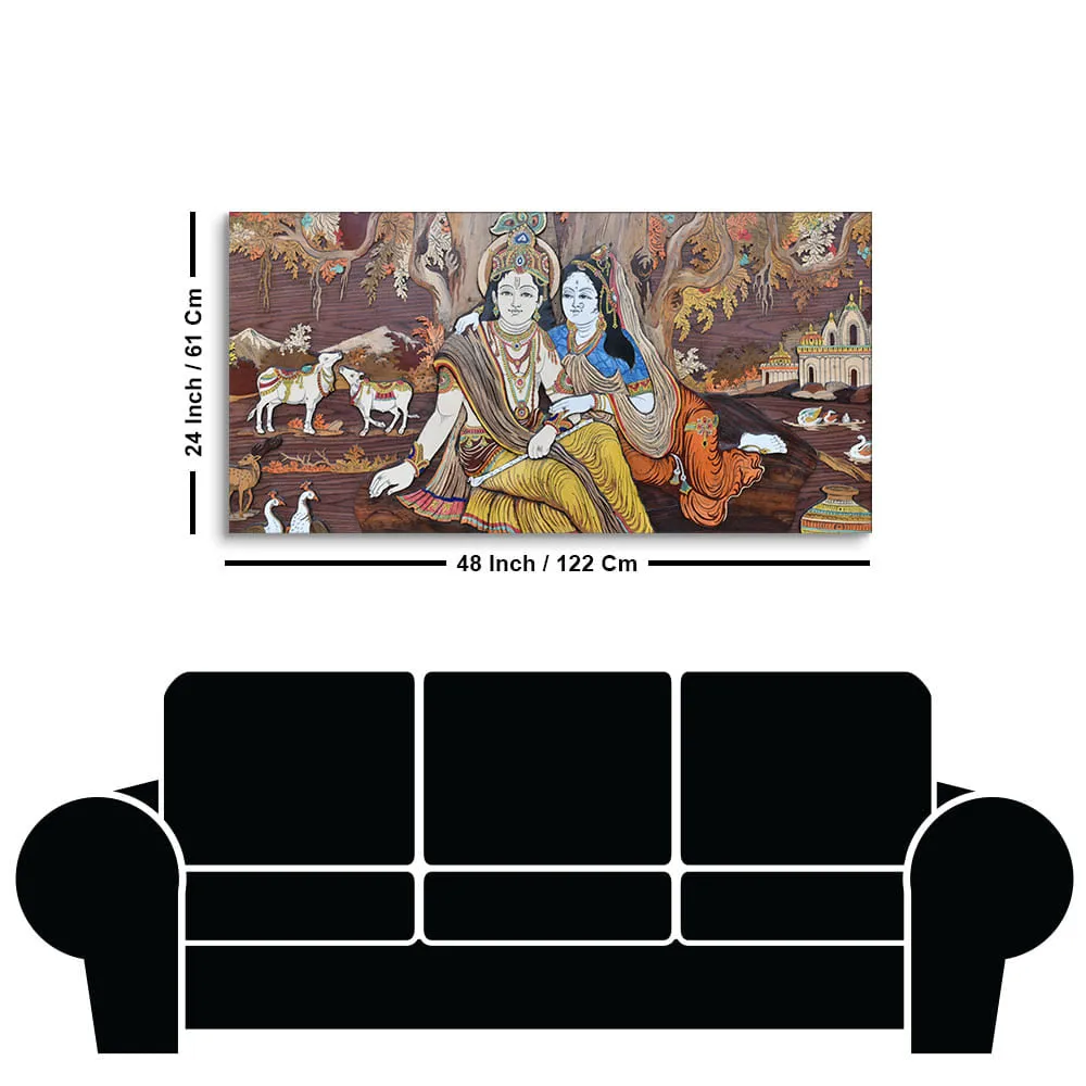 Timeless Companionship of Radha Krishna Canvas Wall Painting With Frame