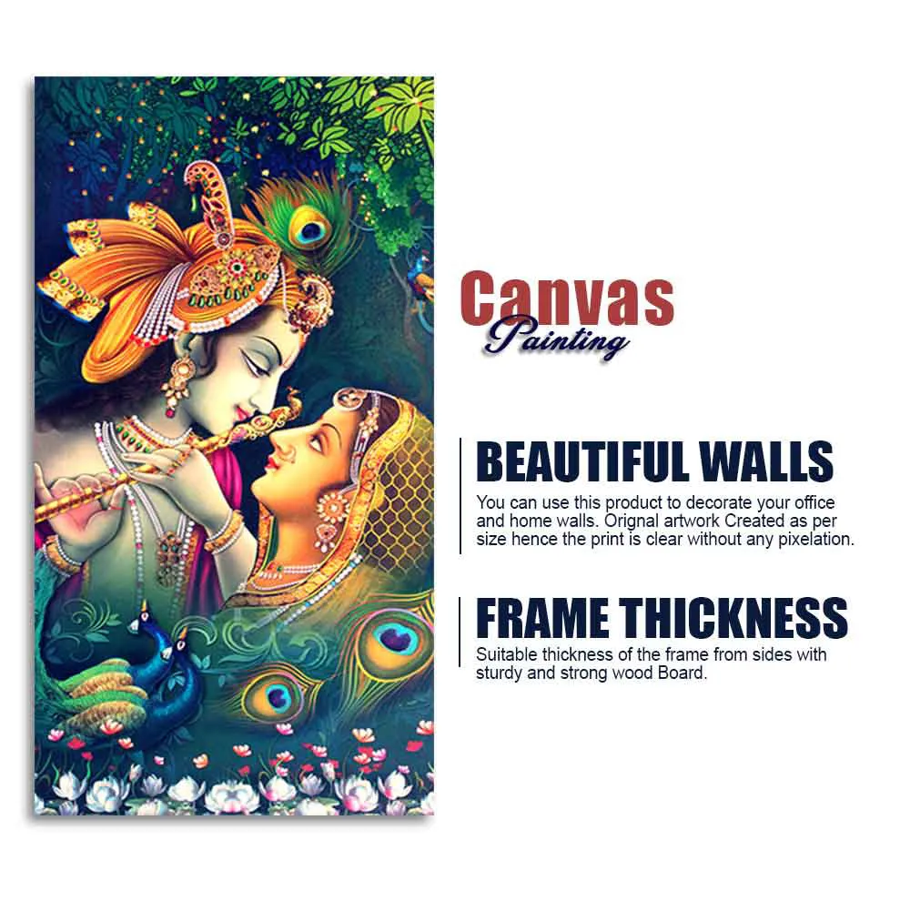 Divine Gaze of Radha Krishna Canvas Wall Painting With Frame