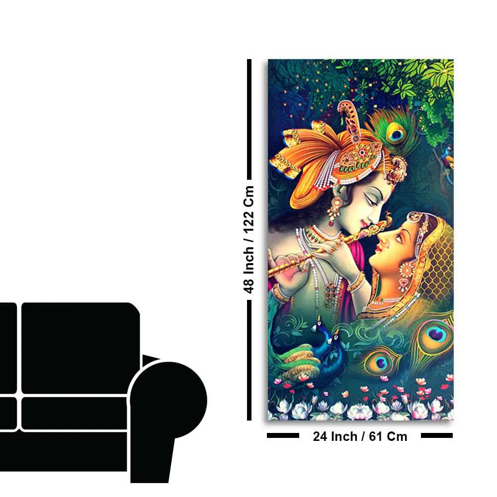 Divine Gaze of Radha Krishna Canvas Wall Painting With Frame
