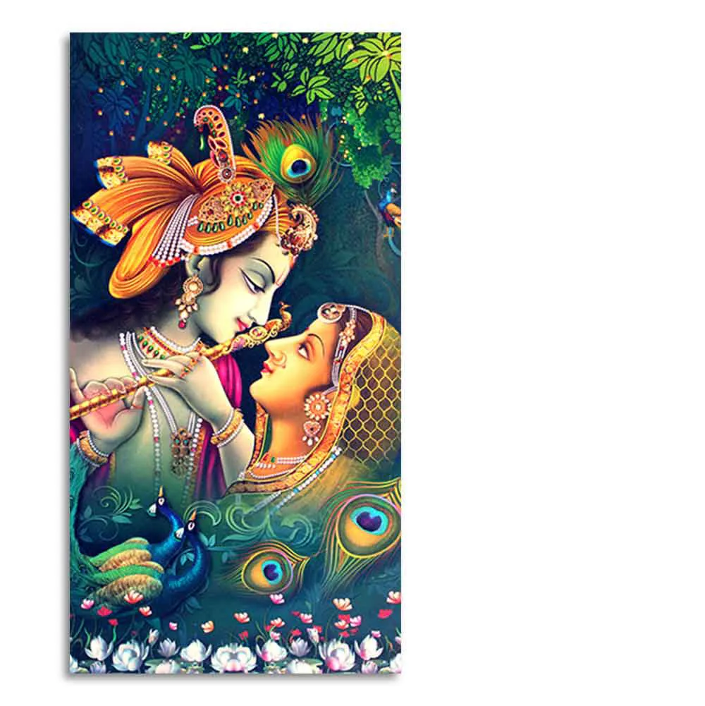 Divine Gaze of Radha Krishna Canvas Wall Painting With Frame