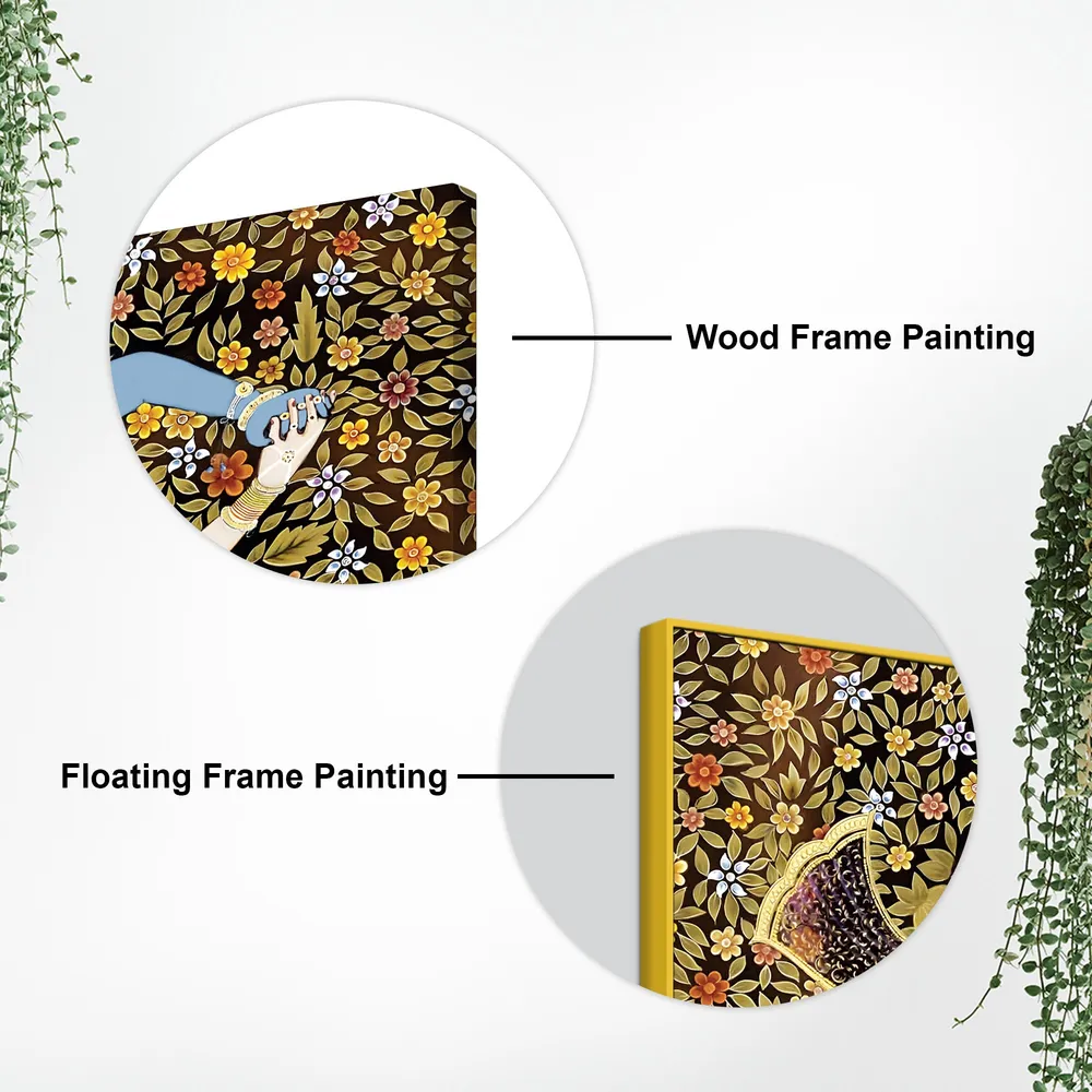 Embrace of Divine Grace Radha Krishna Canvas Wall Painting With Frame