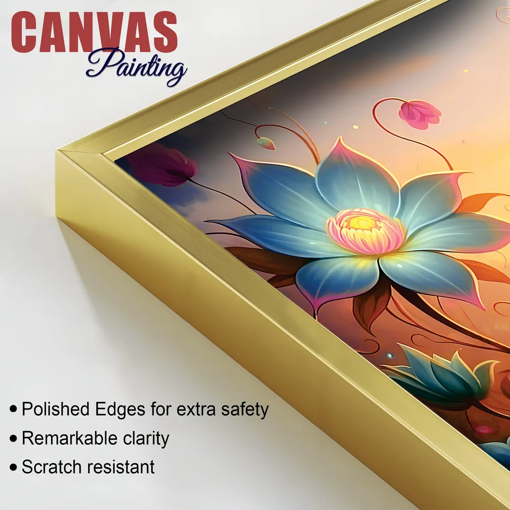 Blossoming Love of Radha Krishna Canvas Wall Painting With Frame