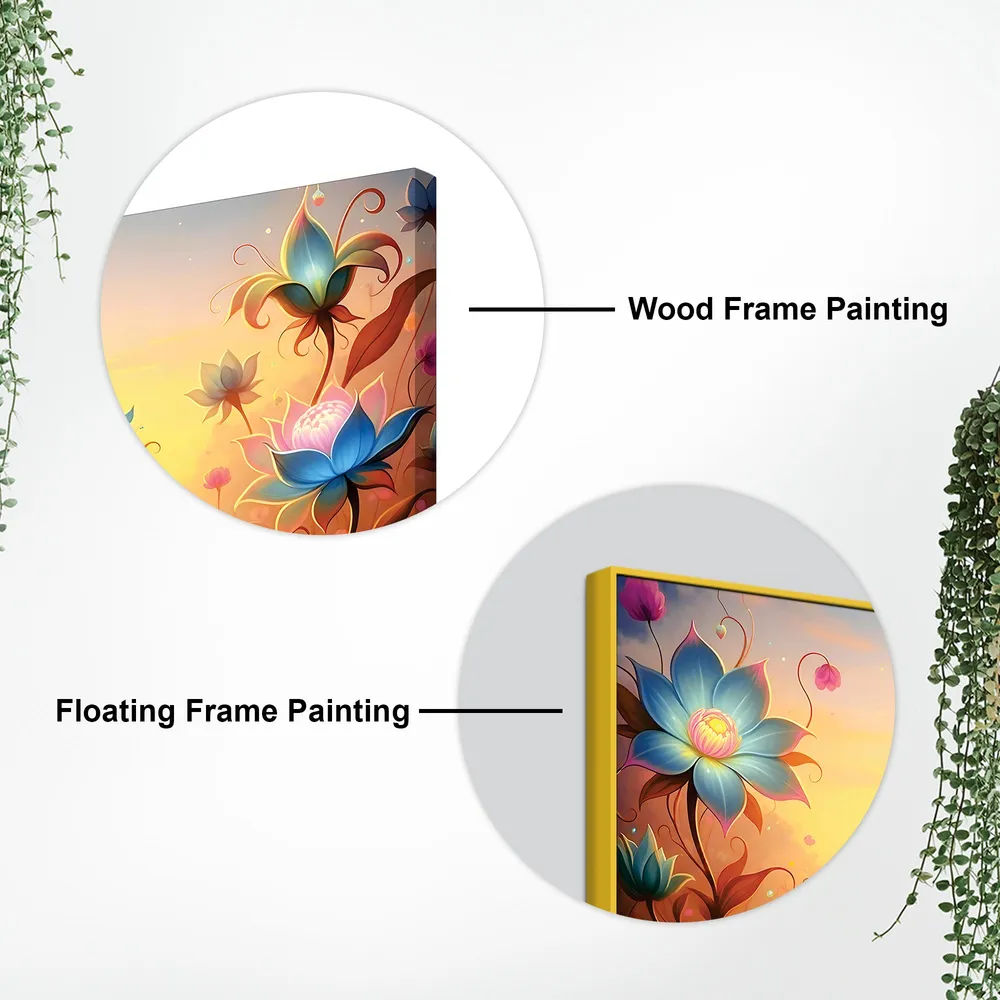 Blossoming Love of Radha Krishna Canvas Wall Painting With Frame