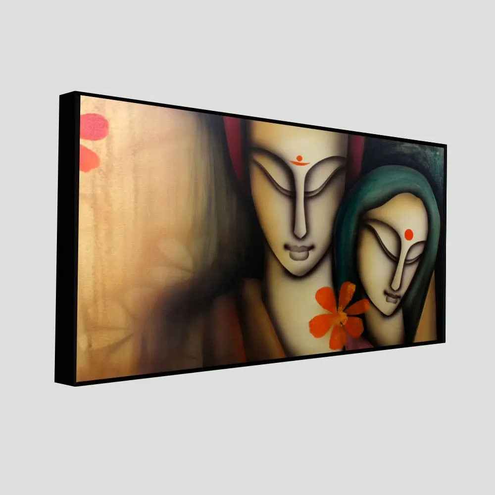 Serene Bond of Radha Krishna Canvas Wall Painting With Frame
