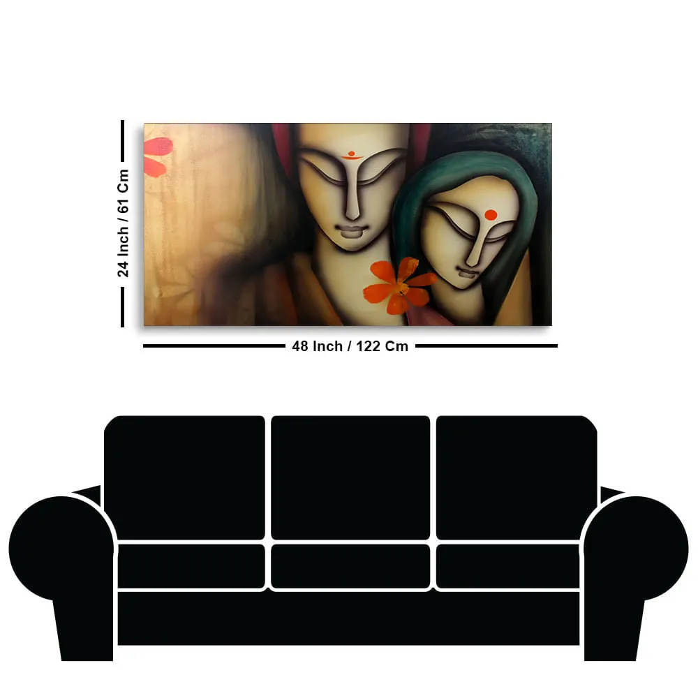 Serene Bond of Radha Krishna Canvas Wall Painting With Frame
