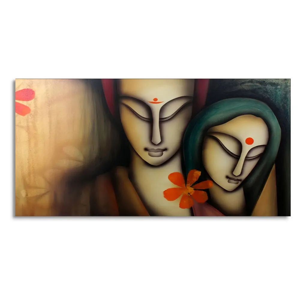 Serene Bond of Radha Krishna Canvas Wall Painting With Frame