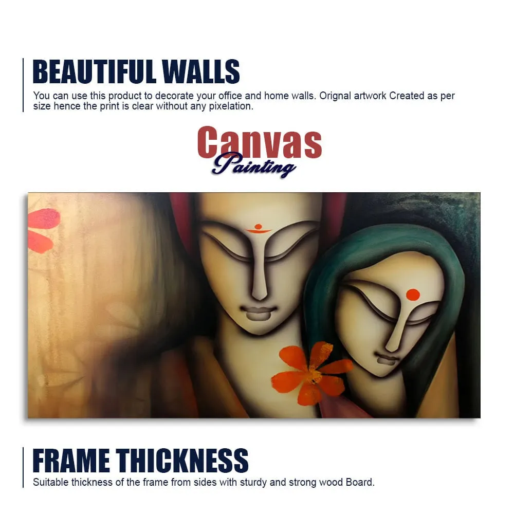 Serene Bond of Radha Krishna Canvas Wall Painting With Frame