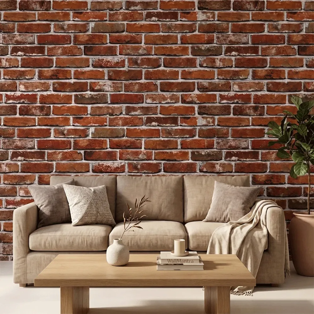 Rustic Heritage Red Brick Wallpaper 