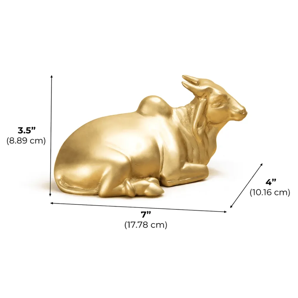 Sacred Nandi Bull Solid Brass Figurine – Gold Finish 