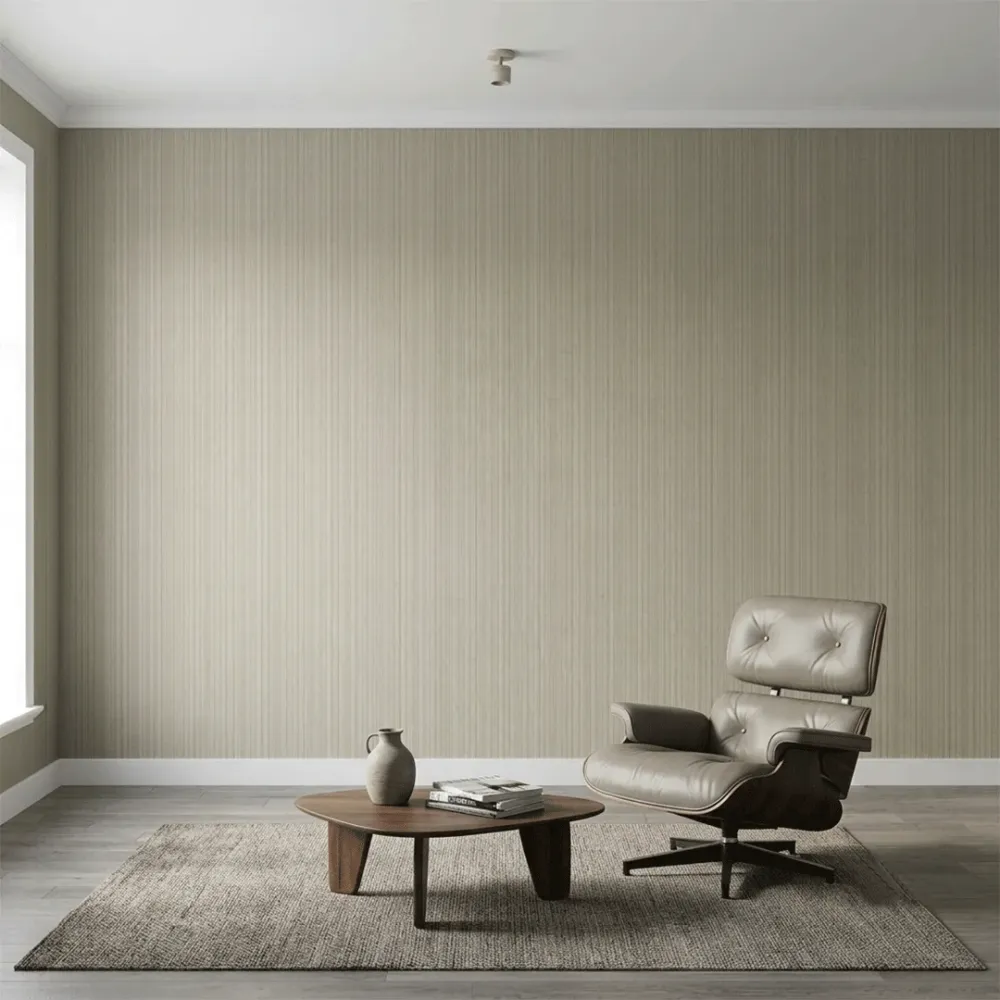 Sage Green Vertical Woven Textured Wallpaper