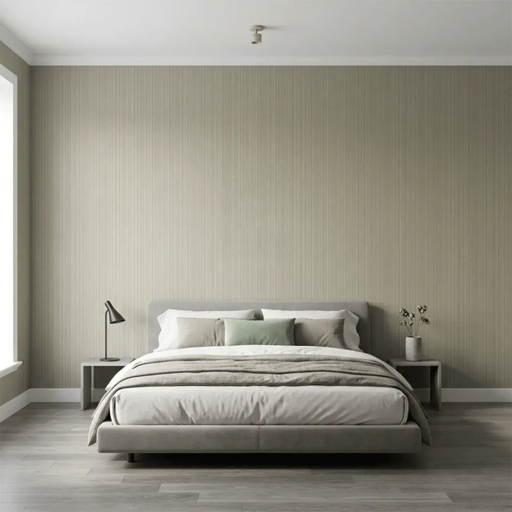 Sage Green Vertical Woven Textured Wallpaper