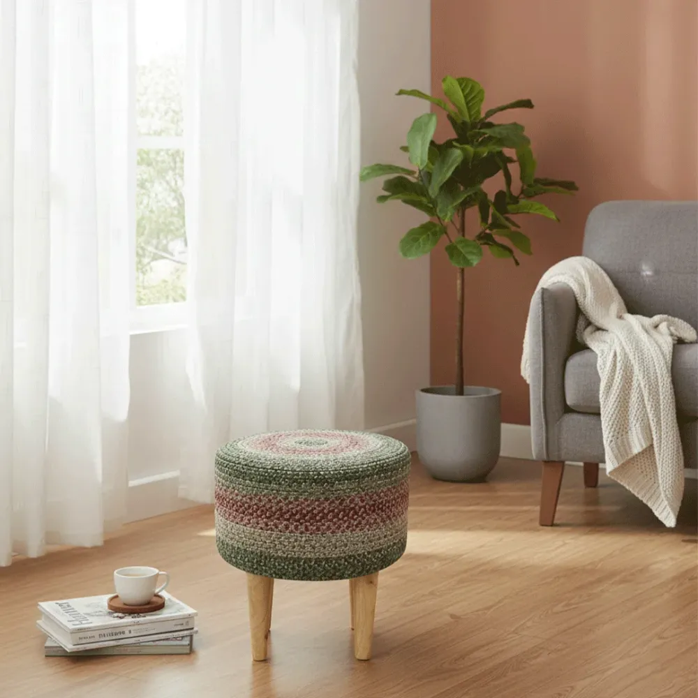 Sage Haven Indoor Round Braided Pouffe Stool 