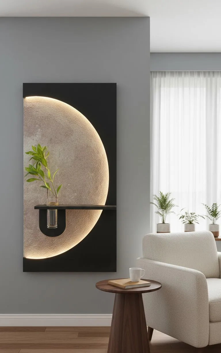 Sail & Bloom – Illuminated Sandstone Panel with Floral Accent