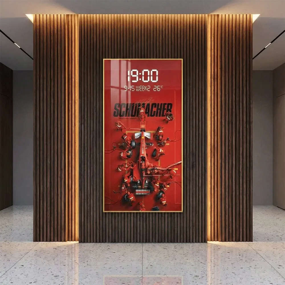 Crimson Velocity LED Crystal Wall Art with Digital Display