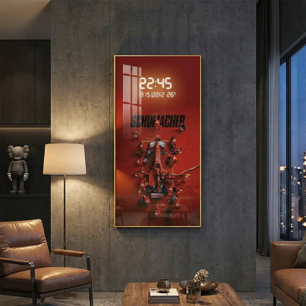 Crimson Velocity LED Crystal Wall Art with Digital Display