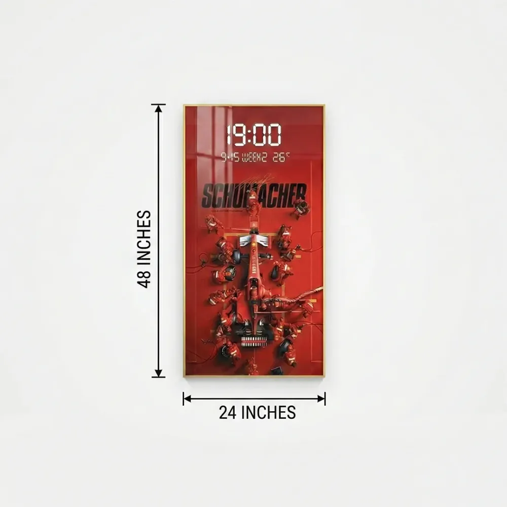 Crimson Velocity LED Crystal Wall Art with Digital Display