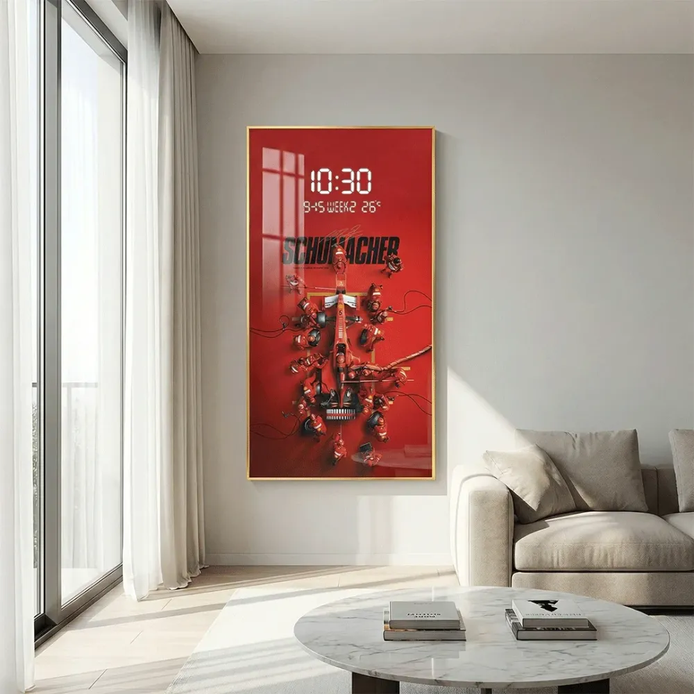 Crimson Velocity LED Crystal Wall Art with Digital Display