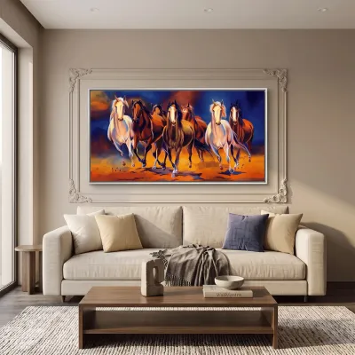 Seven Galloping Horses Canvas Painting