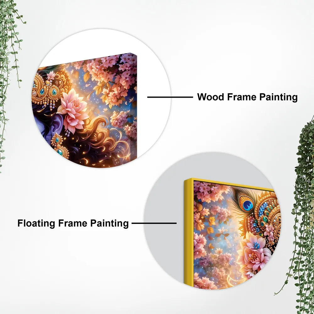 Radiant Harmony of Radha Krishna Canvas Wall Painting With Frame