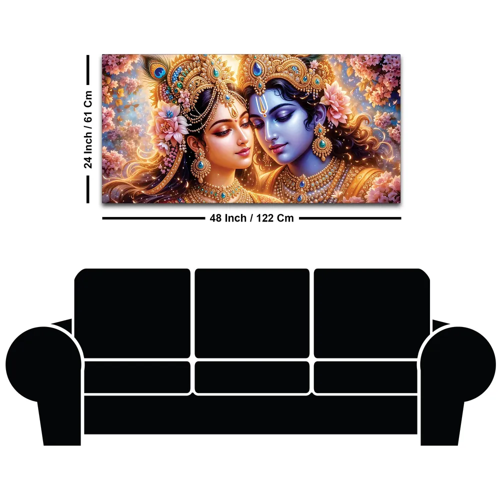 Radiant Harmony of Radha Krishna Canvas Wall Painting With Frame