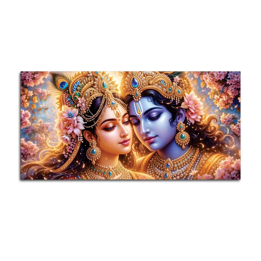 Radiant Harmony of Radha Krishna Canvas Wall Painting With Frame