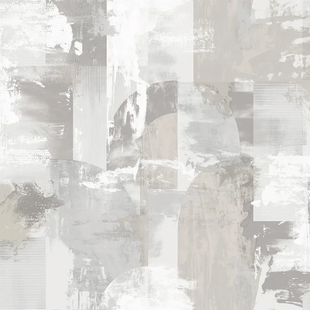 Silver Mist Abstract Forms Wallpaper 