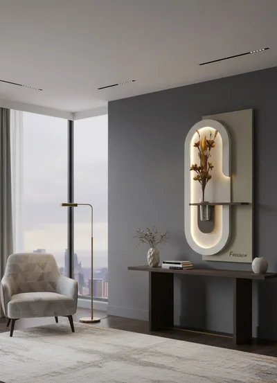 Soft Arch – LED Sandstone Sculpture with Floral Accent