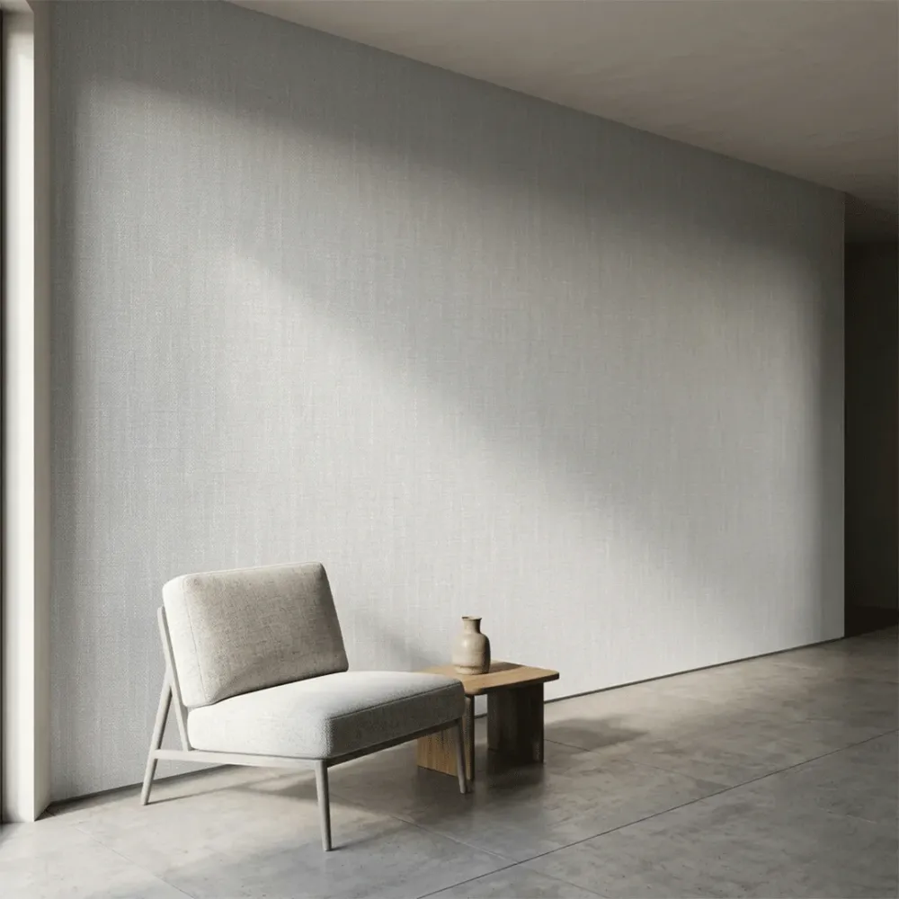 Soft Grey Linen Texture Wallpaper