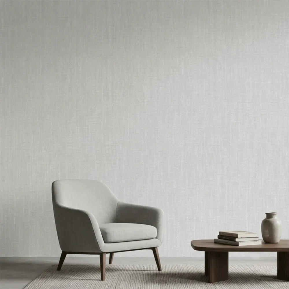 Soft Grey Linen Texture Wallpaper