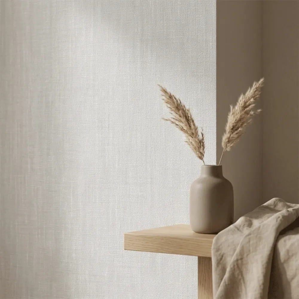 Soft Grey Linen Texture Wallpaper