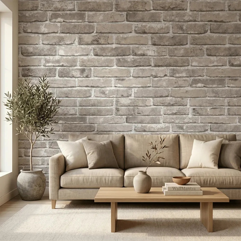Soft Limestone Brick Wallpaper 