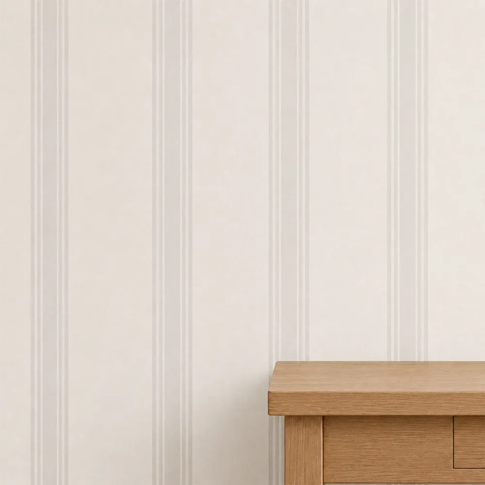 Soft Neutral Vertical Stripe Wallpaper for Kids Room 
