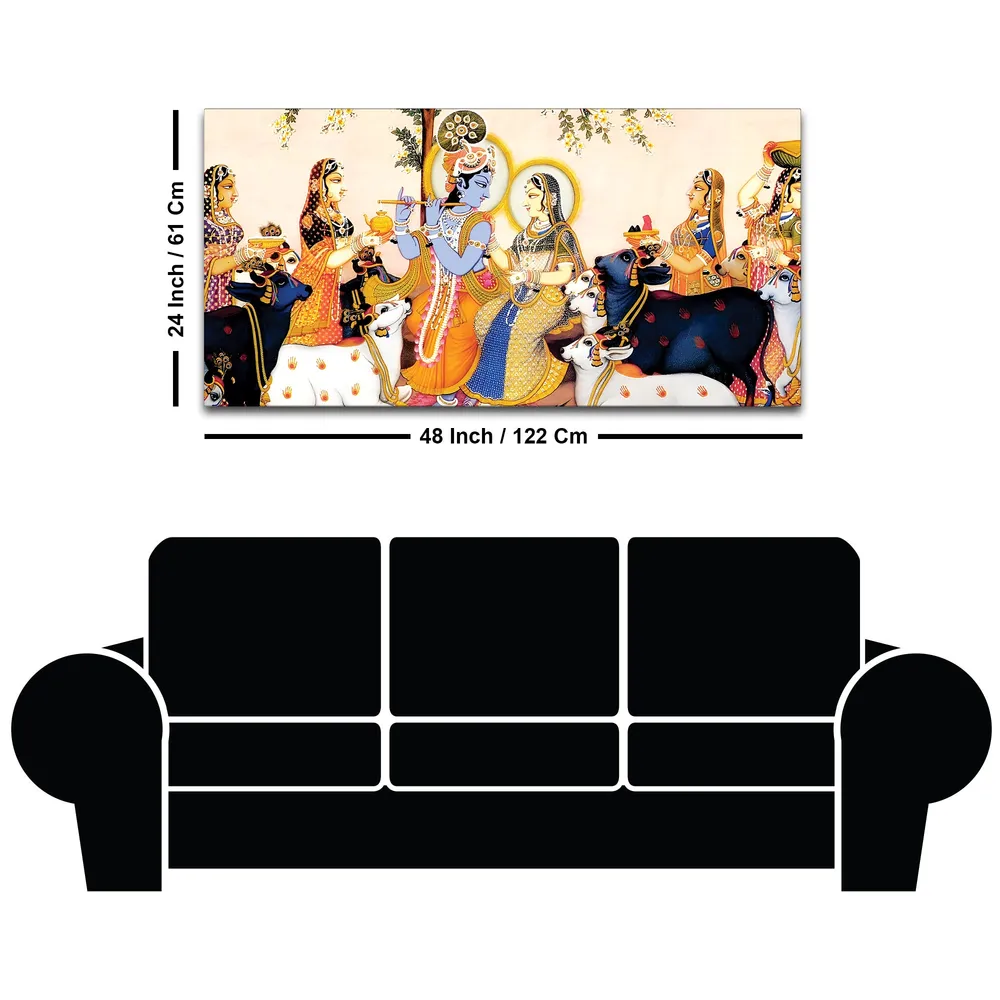 Divine Union of Radha Krishna Canvas Wall Painting With Frame