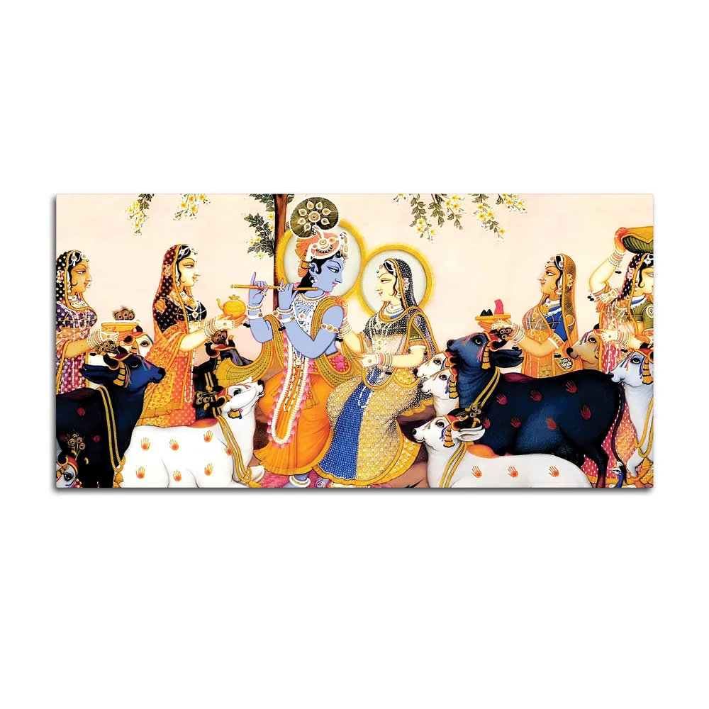 Divine Union of Radha Krishna Canvas Wall Painting With Frame