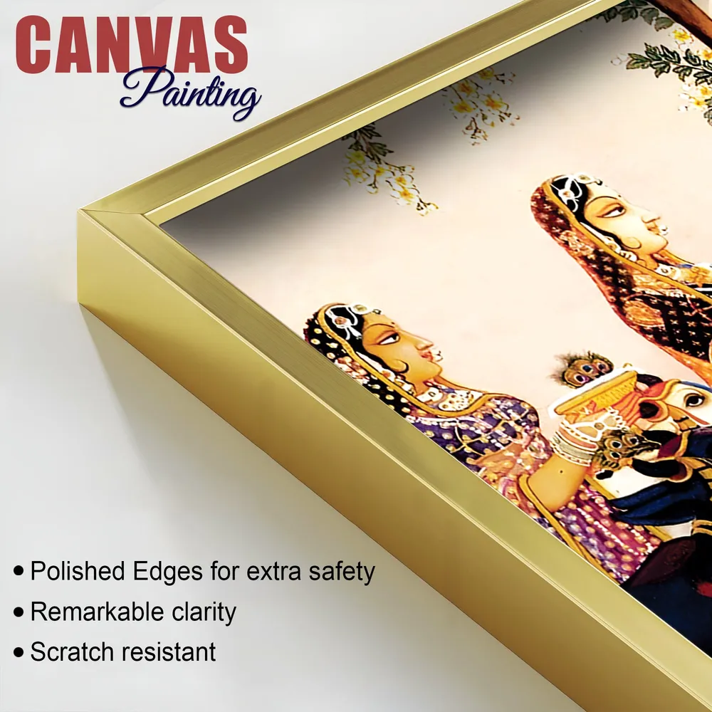 Divine Union of Radha Krishna Canvas Wall Painting With Frame