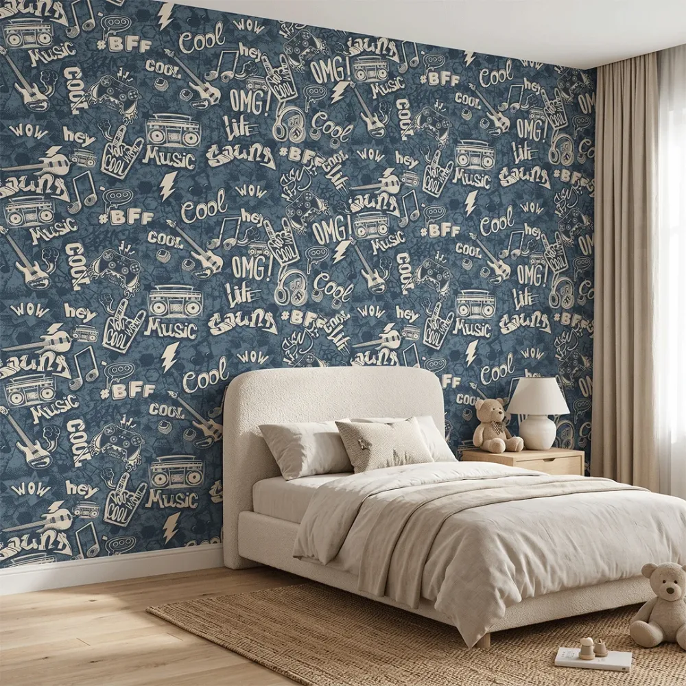 Street Graffiti Music Wallpaper | Premium Korean Vinyl Teen Room Wallpaper
