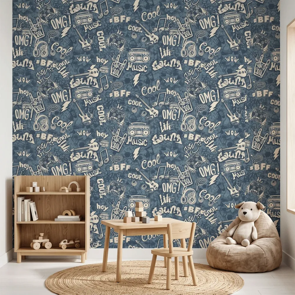 Street Graffiti Music Wallpaper | Premium Korean Vinyl Teen Room Wallpaper